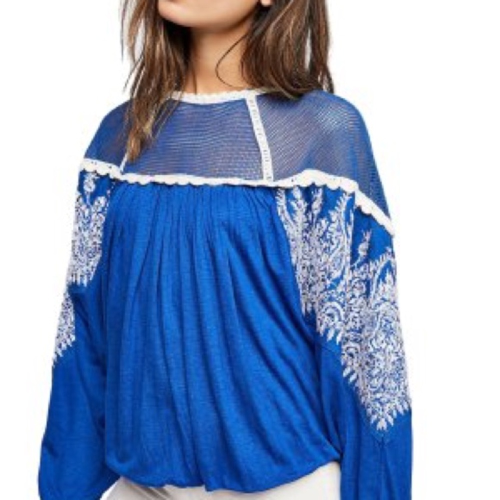 NWT Free People Carly Embroidered Blouse - Picture 2 of 4